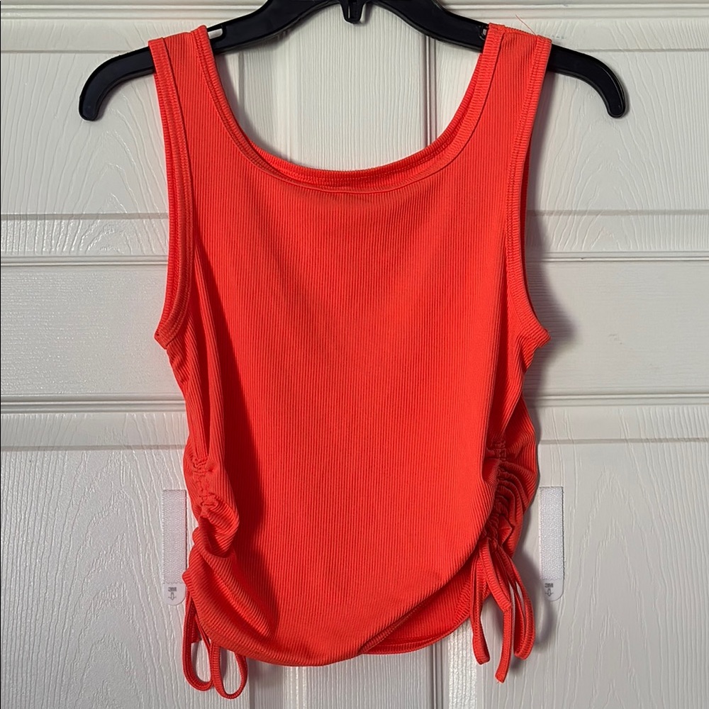 Orange Ribbed Adjustable Tank Top Crop Top
